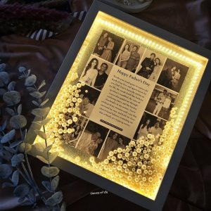 personalized illuminated pearl memory box frame
